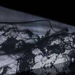 チームラボ《Memory of Waves》、《追われるカラス、追うカラスも追われるカラス:境界を越えて飛ぶ》(C)チームラボ