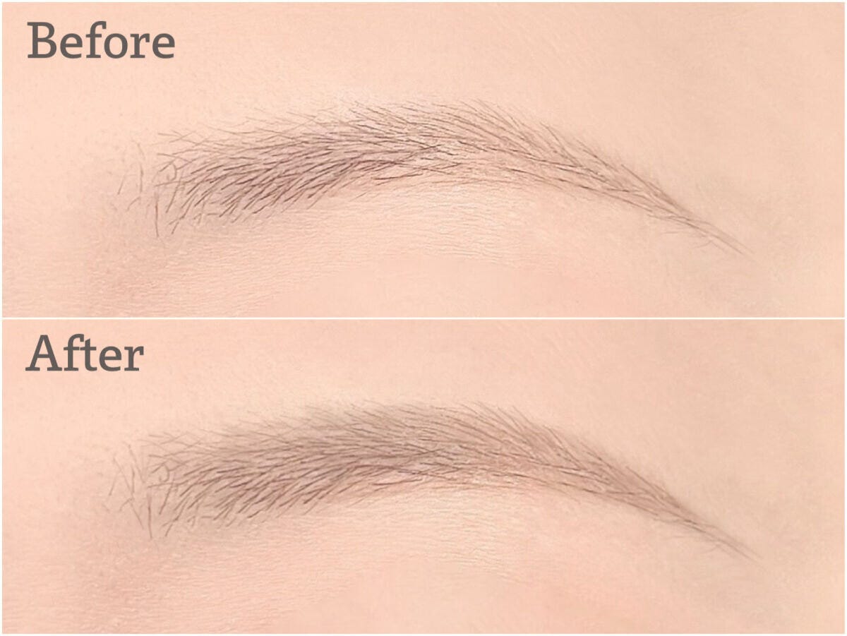 眉の左右差が解消され、きれいに整えられた眉のBeforeとAfter