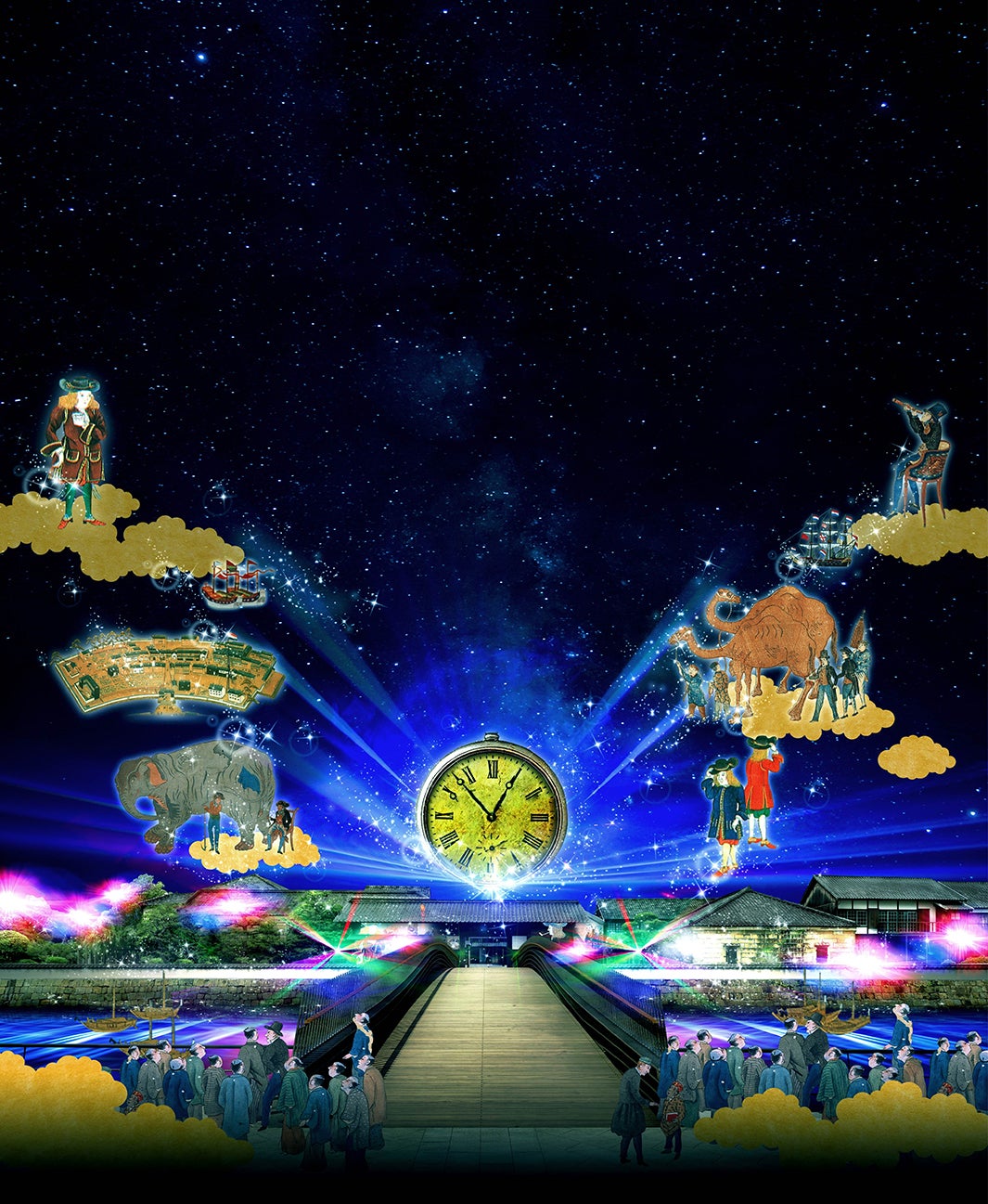 出島プロジェクションマッピングイメージ／画像提供：長崎市観光推進課