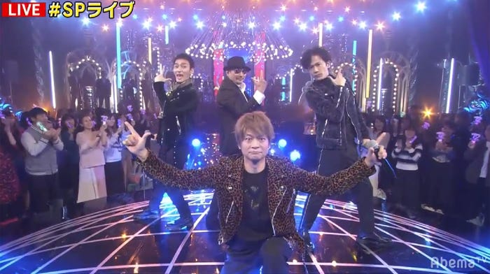 草なぎ剛、香取慎吾、稲垣吾郎&横山剣(C)AbemaTV