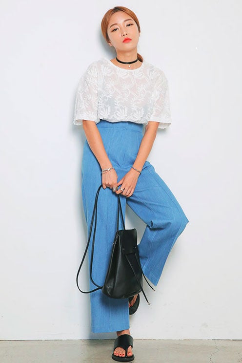 センターラインデニムワイドパンツ「STYLENANDA」6,520円（税込）／画像提供：STYLENANDA