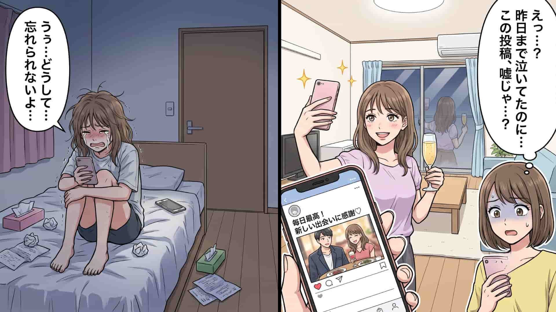 【衝撃の真相】大失恋で泣き続けていた友人が、SNSで大暴走！？『不可解な投稿』の裏に隠されていた切ない真実とは...！