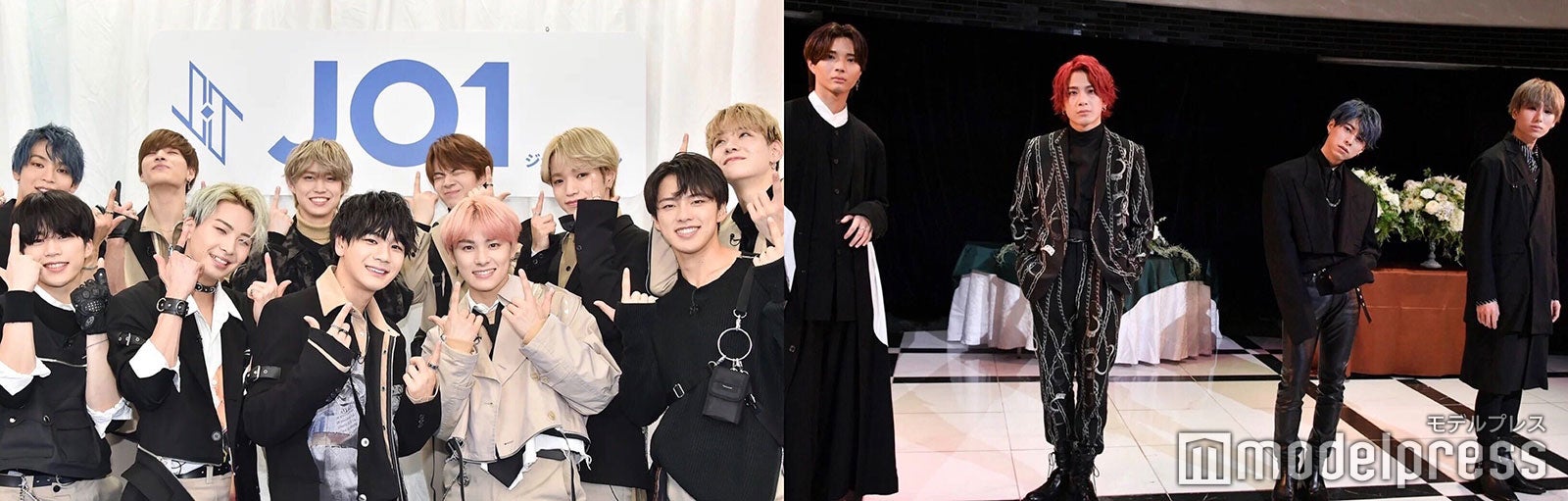 JO1、OWV（左から中川勝就、本田康祐、佐野文哉、浦野秀太）（C）モデルプレス