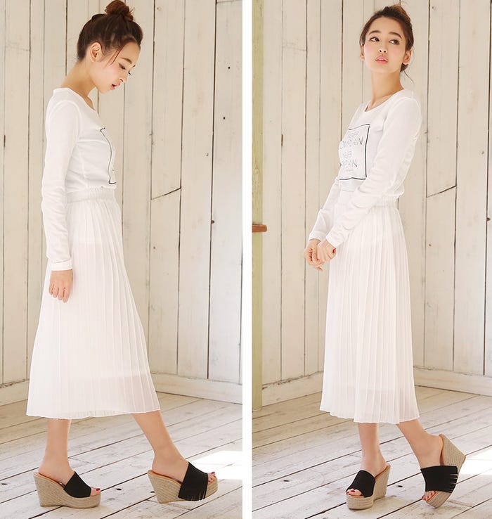 ふんわりシフォン素材・プリーツガウチョパンツ「Luz Llena」3,470円(税込)/画像提供:Luz Llena