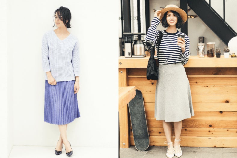 バランス重視！“ミディアムスカート”で抜け感のある大人ガーリーに