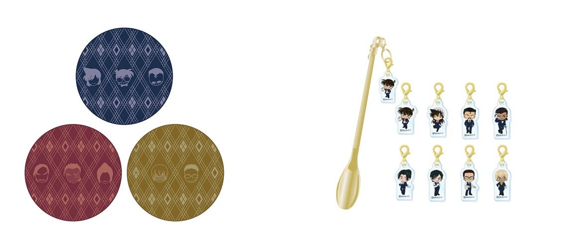 スーベニア:プレート（全3種）税込2,200円、チャーム付きマドラー（ランダム8種）税込1,100円（C）青山剛昌／小学館・読売テレビ・TMS 1996