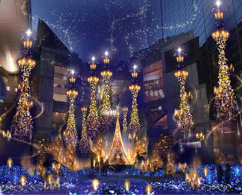 カレッタ汐留で「美女と野獣」のクリスマスイルミ “ベルイエロー”の光に包まれる