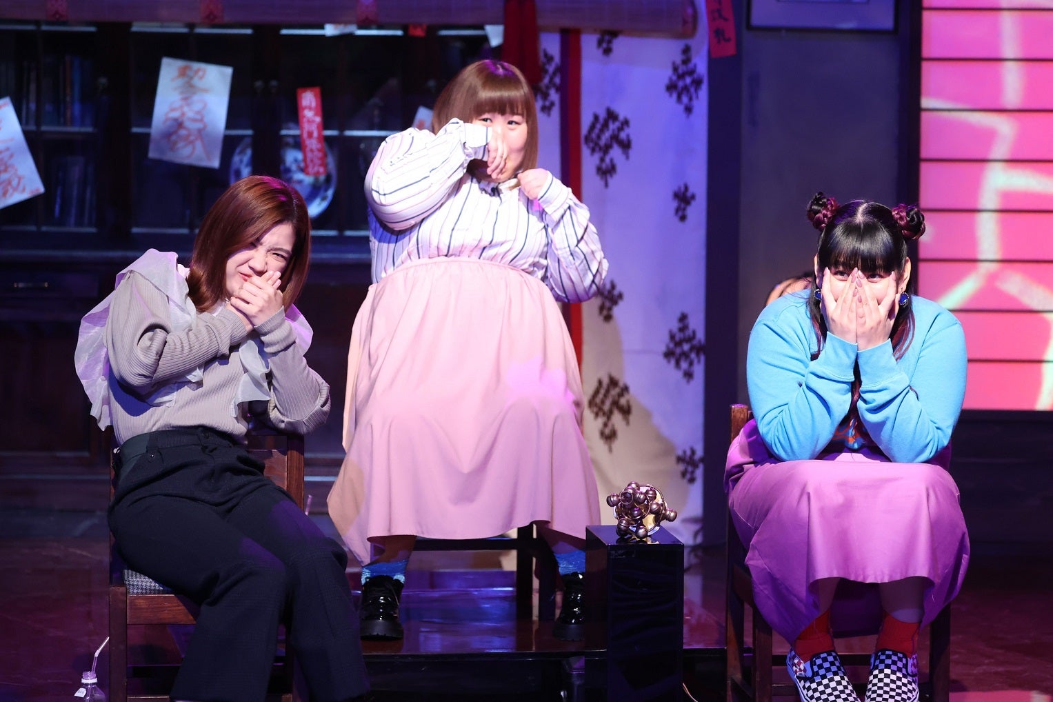 福田麻貴、かなで、ゆめっち（C）フジテレビ