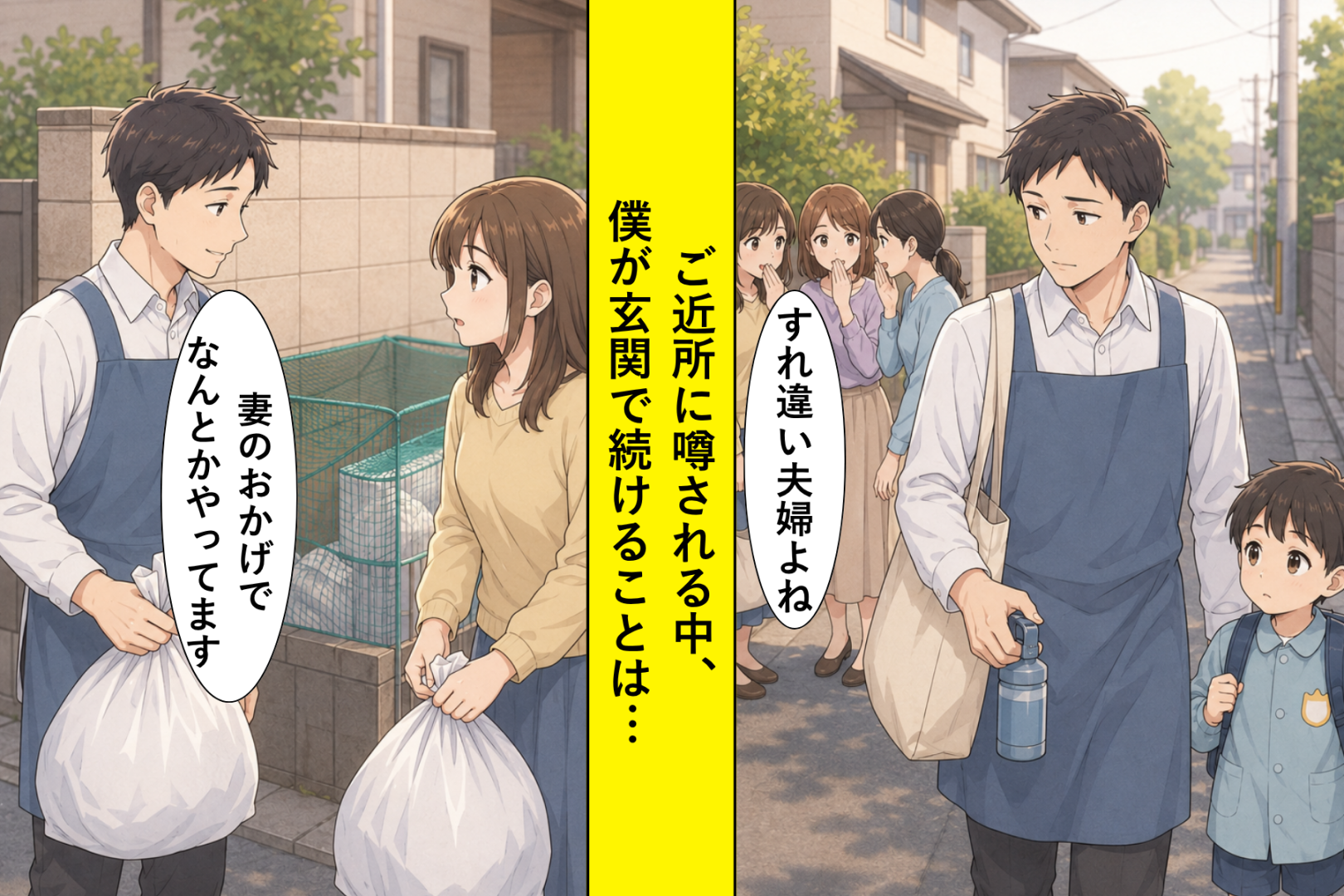 妻の夜勤を『すれ違い夫婦』と噂する住宅街で、僕が玄関で続けていたこと