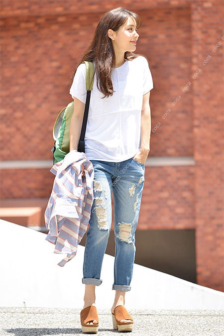 ダメージ加工ボーイフレンドデニムパンツ「coca」3,990円（税込）