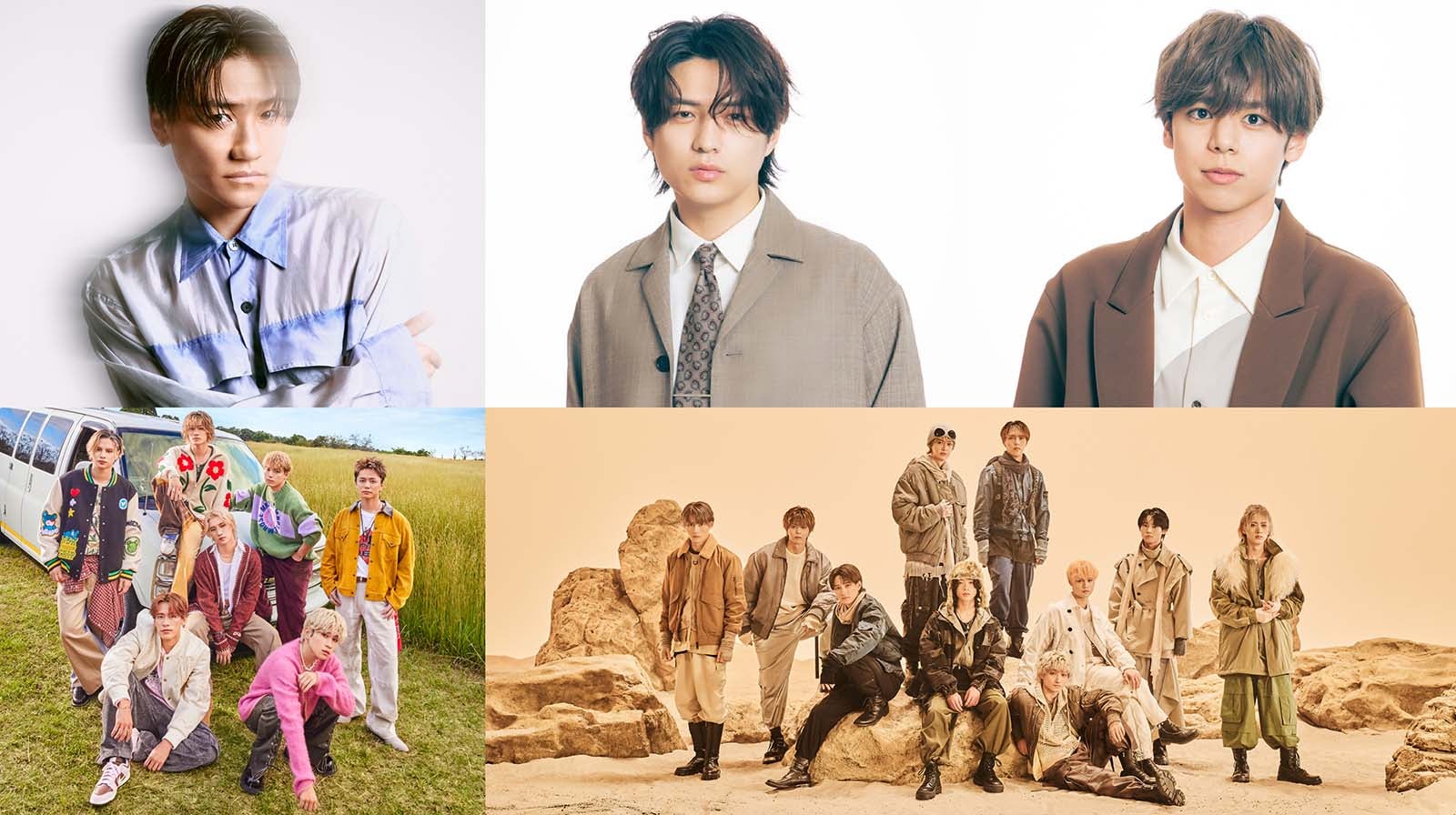 （上段左から）小森隼、永田薫、大城光（下段左から）BALLISTIK BOYZ、BUDDiiS（提供写真）