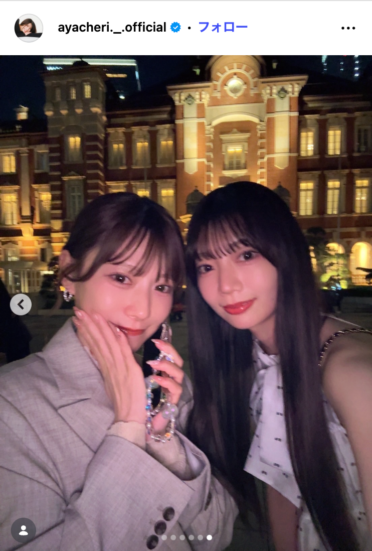 （左から）東村芽依、高本彩花／高本彩花Instagramより