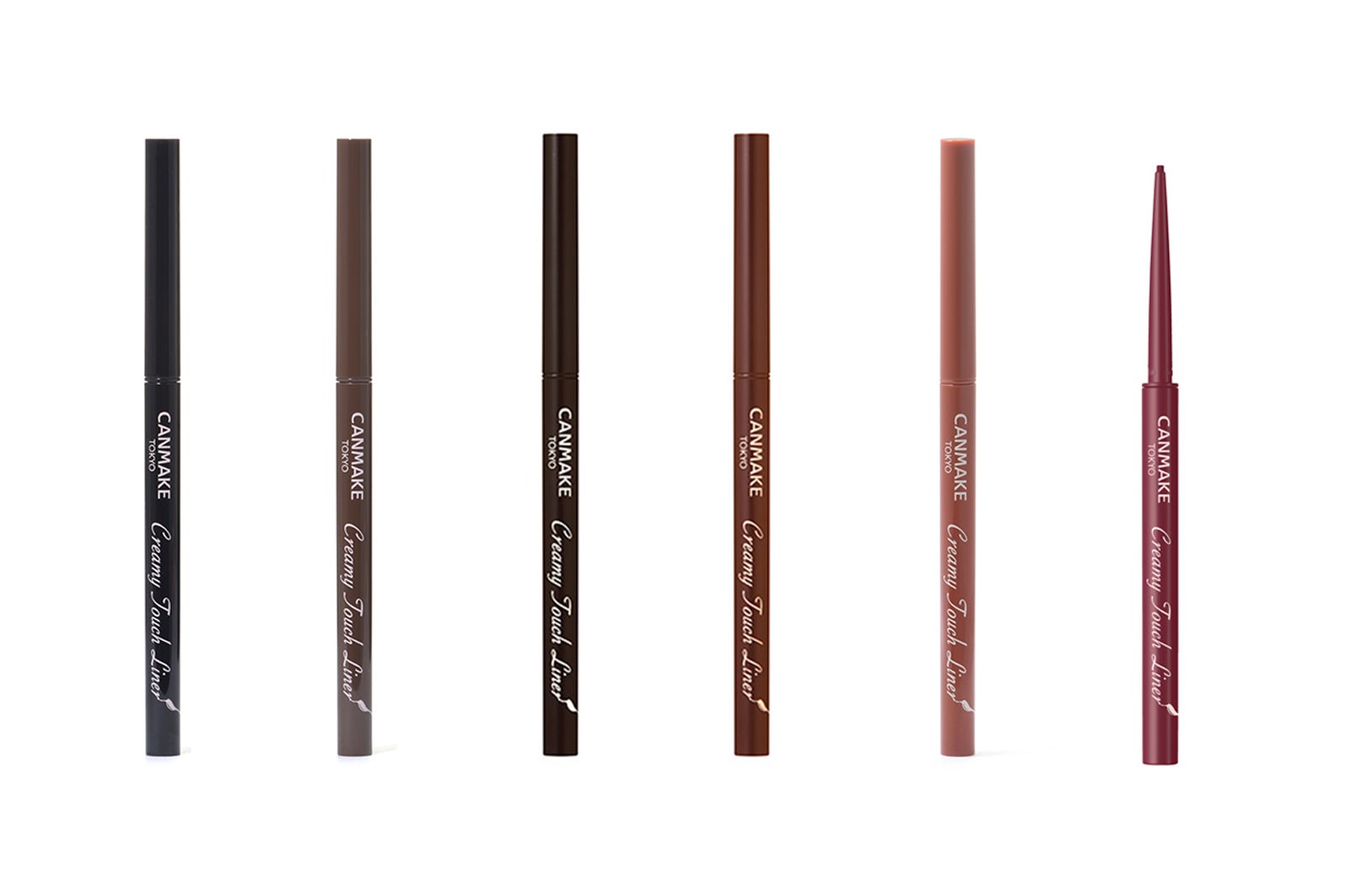 （左から）「クリーミータッチライナー 01」「同 02」「同 03」「同 04」「同 05」12月下旬に発売する「同 06」（画像提供：株式会社井田ラボラトリーズ）