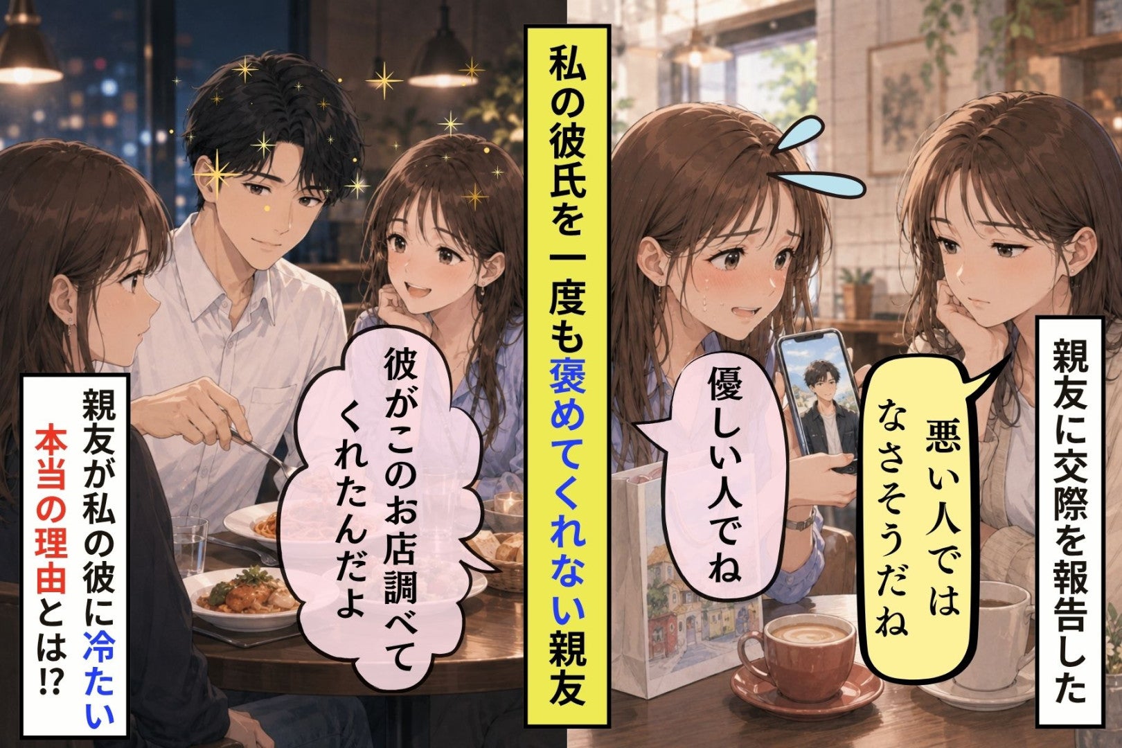 「まあ、悪い人ではなさそうだね」恋人を１度も褒めない親友に、私がやっと聞けたこと