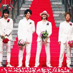 BeeTVドラマ『最上のプロポーズ』配信記念イベントに登場した（左から）向井理、斎藤工、金子ノブアキ、小出恵介