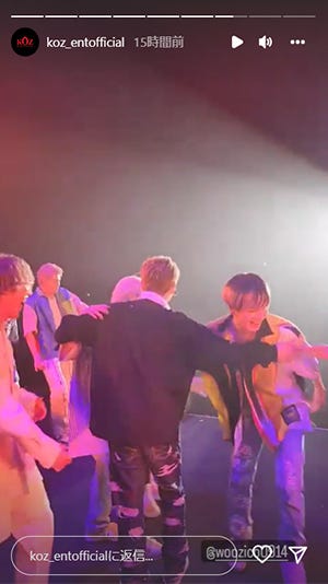 BE:FIRSTらとハグするZICO(中央)/KOZ ENTERTAINMENT公式Instagramより