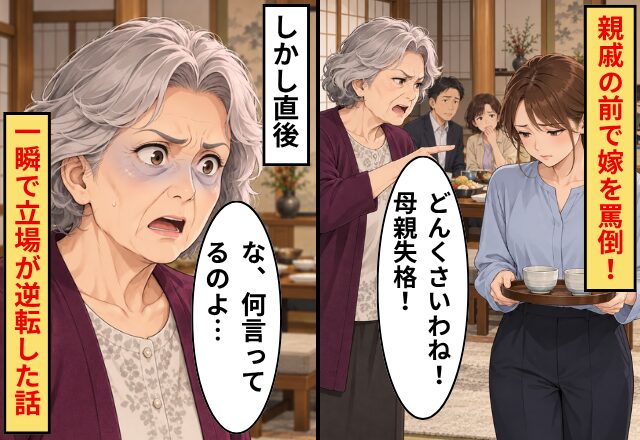 義母「どんくさいわね！母親失格！」親戚の前で嫁を罵倒！しかし直後⇒義母「な、何言ってるのよ…」一瞬で立場が逆転した話