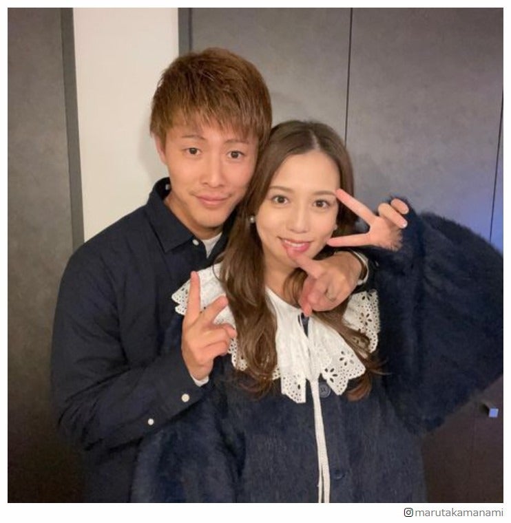 丸高愛実、結婚6周年の柿谷曜一朗選手と密着ショット「本当に美男美女」「何年経ってもラブラブで羨ましい」の声