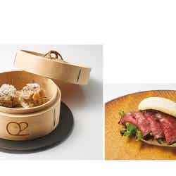 NEW<オーツー> 焼売2種+鳥取和牛ローストビーフのバーガー(1人前) 3,850円 ※東京会場限定/提供画像