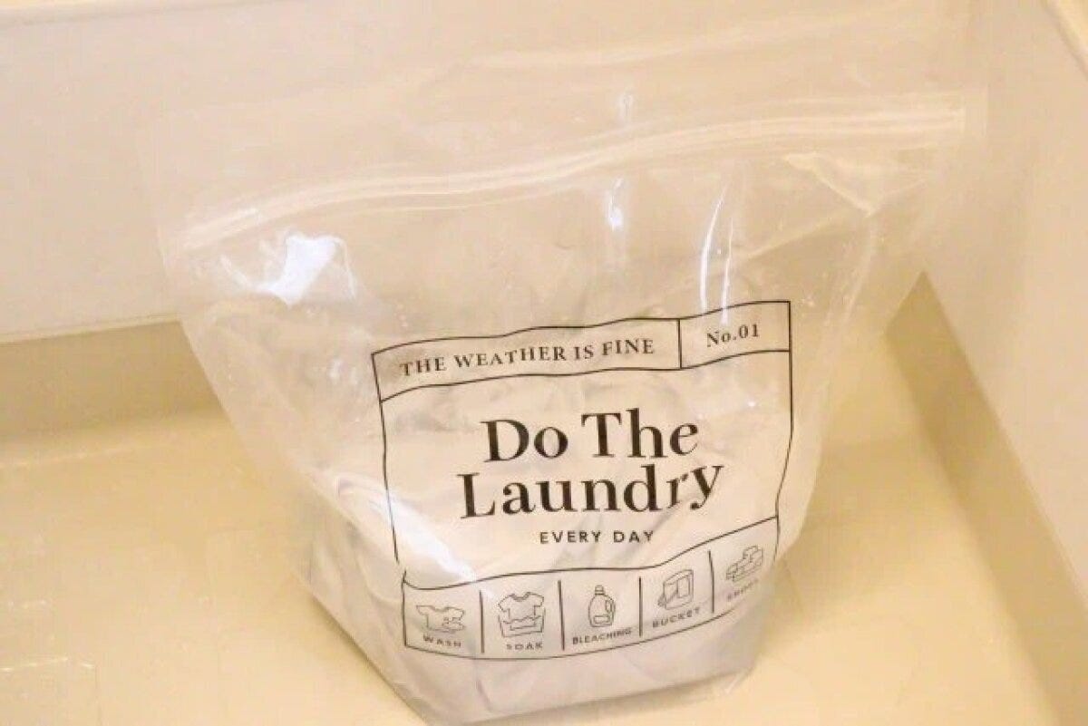 ダイソー　つけ置き洗いジッパーバッグ（ロゴ）　使用例