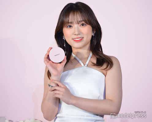 矢吹奈子、美デコルテ輝く大胆素肌魅せドレス姿 初の東京ドームイベント登壇に喜び