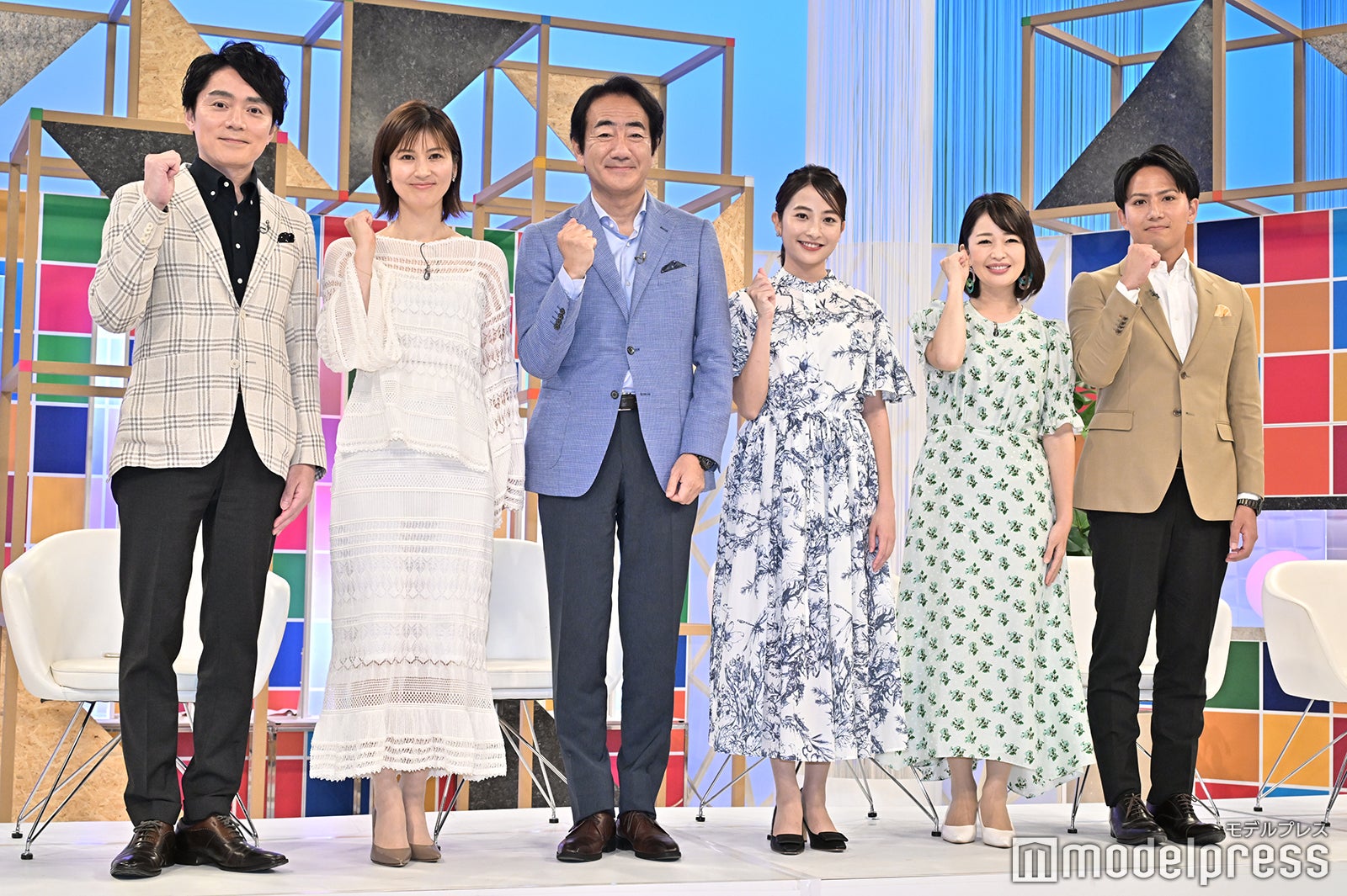 （左から）高瀬耕造アナ、鈴江奈々アナ、山口豊アナ、日比麻音子アナ、松丸友紀アナ、安宅晃樹アナ（C）モデルプレス