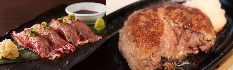 黒毛和牛炙り肉寿司＜太翔園＞名物！飲めるハンバーグ＜肉の匠　将泰庵＞／画像提供：AATJ