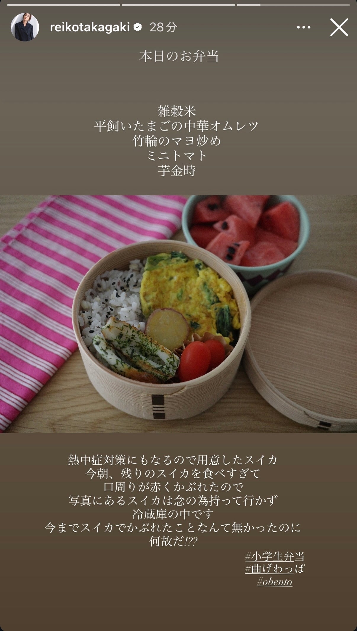 高垣麗子Instagramストーリーズより