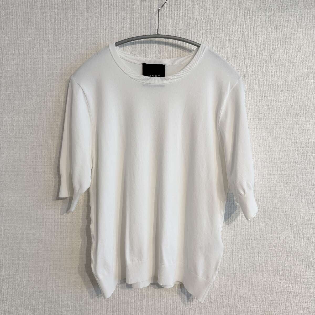 N.O.R.C　ハーフスリーブニット　ホワイト　5分袖