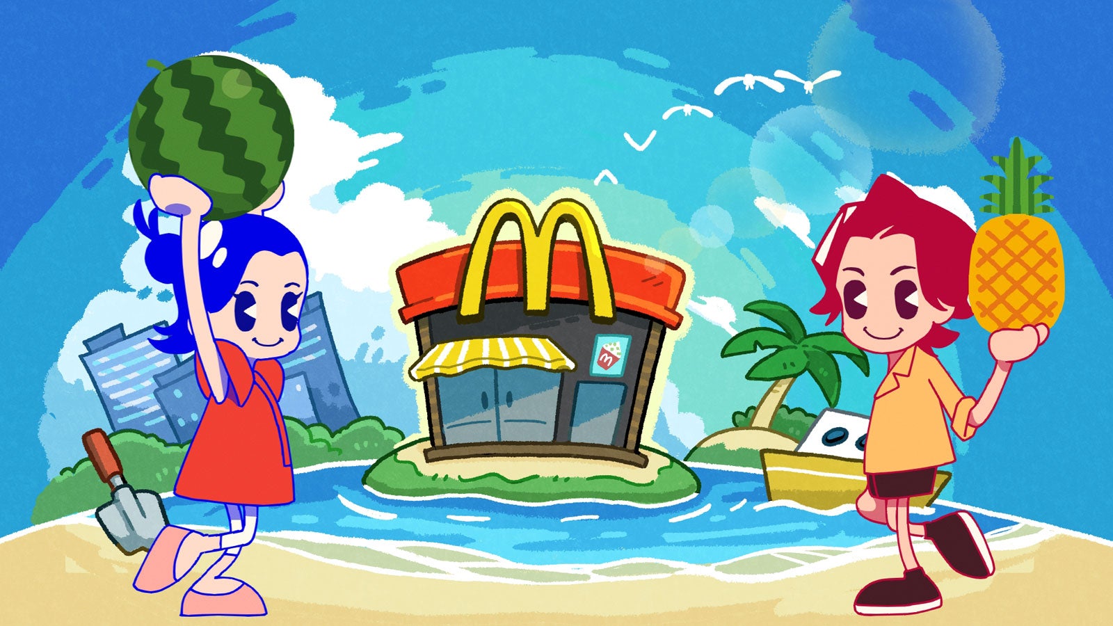 新TVCM「マックカフェ『フラッペしちゃった すいか＆パイン』」篇より（提供写真）