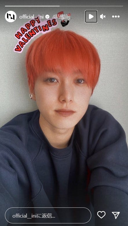 イメチェン後の尾崎匠海/INI公式Instagramストーリーズより