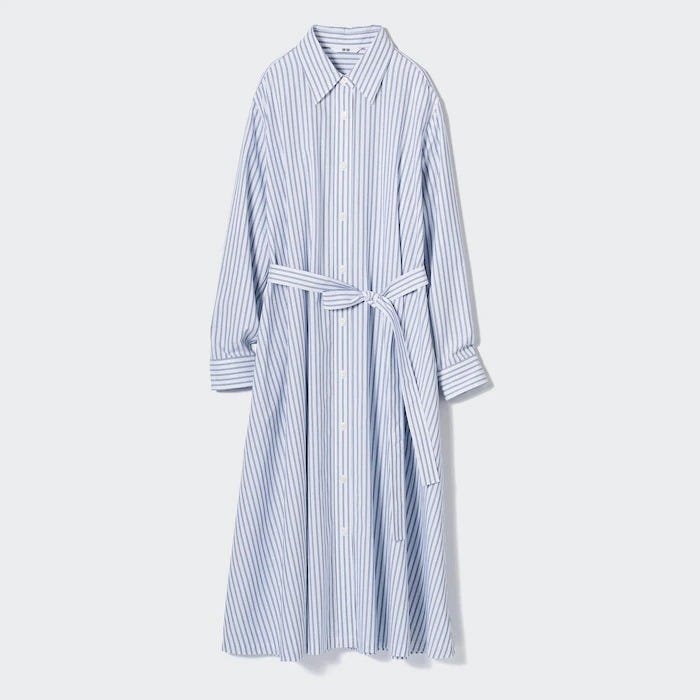 ユニクロ　uniqlo　レディース　おすすめ　オススメ　コスパ　2023　新作　1月発売　スカート　ストライプコットンAラインシャツワンピース　シャツワンピース　ワンピース