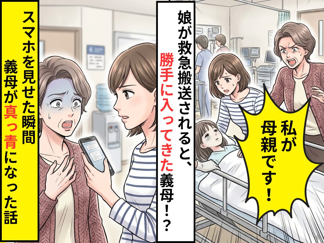 娘が腹痛で病院へ行くと…「私が母親です！」勝手に処置室に来る義母！しかし⇒スマホを見せた瞬間表情が変わった話