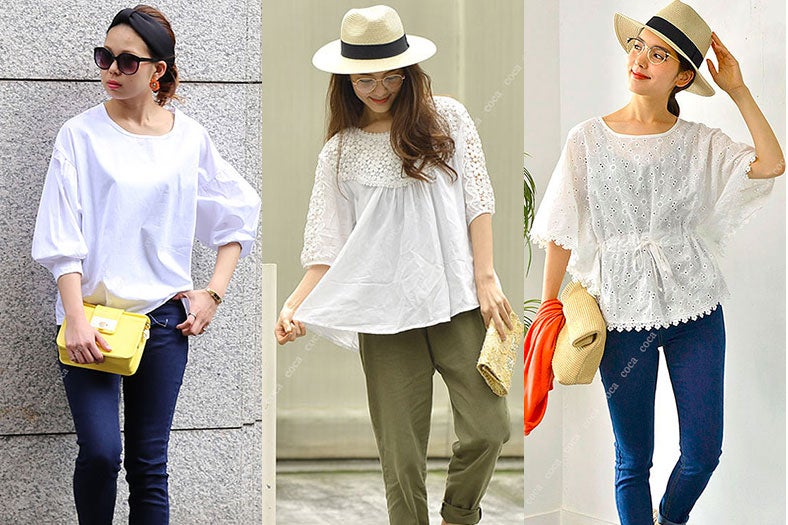 むっちり二の腕は「白ブラウス」で爽やかにカバー！／3アイテムすべて「coca」画像提供：coca【モデルプレス】