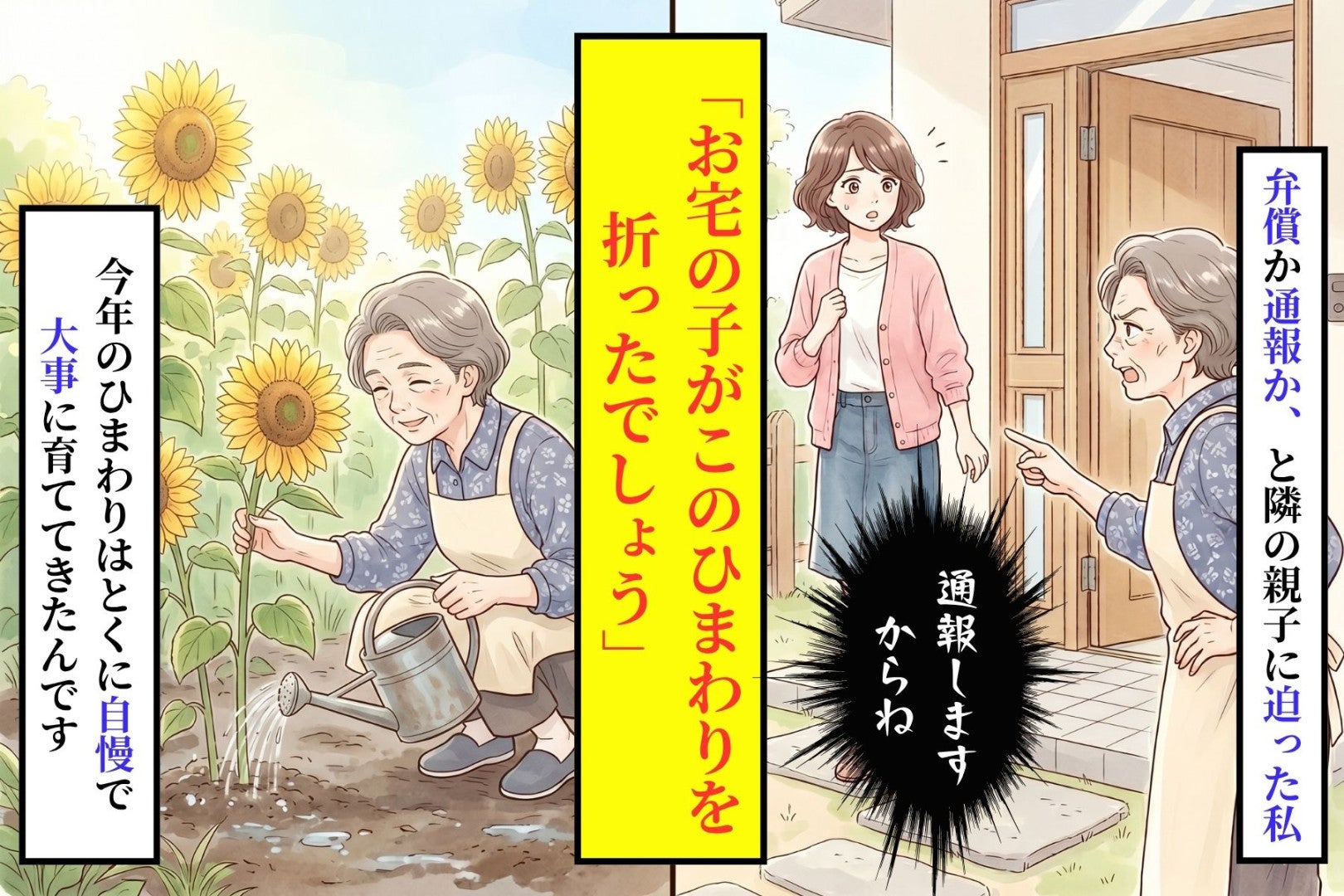 「弁償しないなら通報します」と隣の親子に迫った私→しゃがんだ少年が土を見て放った一言