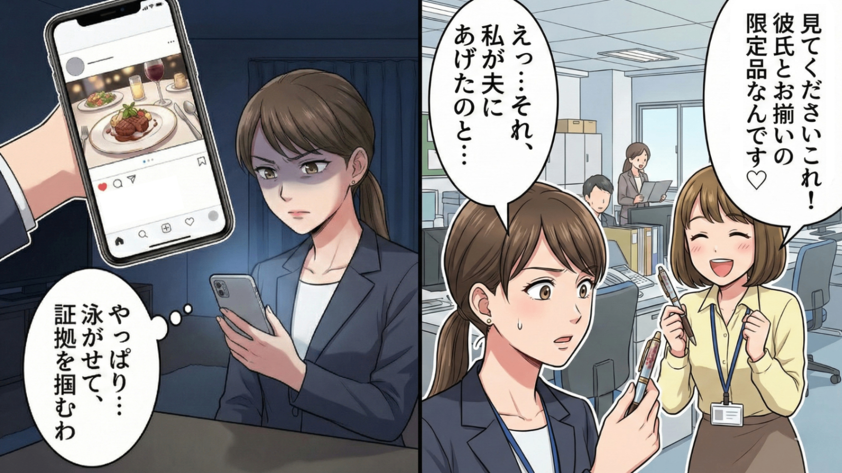 【最後にスカッと！】夫の不自然な残業と後輩女子の匂わせ投稿。全てを悟った妻は証拠集めをすることに...そして、会社のオンライン会議で“まさかの出来事”が！
