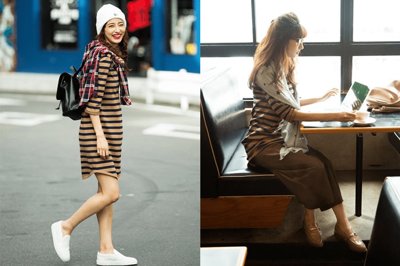 “ボーダーTシャツ”が可愛い！柄×柄で秋っぽく