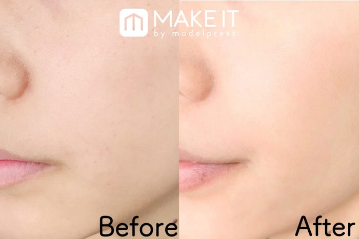 Before:素肌 After:エスプリーク/シンクロフィット パクト UV/OC-410 オークル 使用 (C)メイクイット