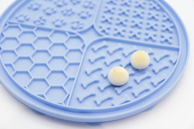 ダイソー　早食い防止シリコーンペット皿（丸型）　使用例