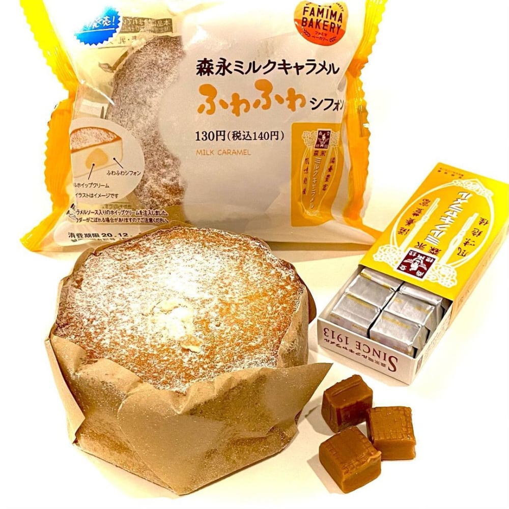ファミリーマートの森永ミルクキャラメルふわふわシフォンの写真