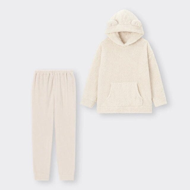 GU　ルームウェア　アニマルデザイン　マシュマロフィールフーディセット　パンダ