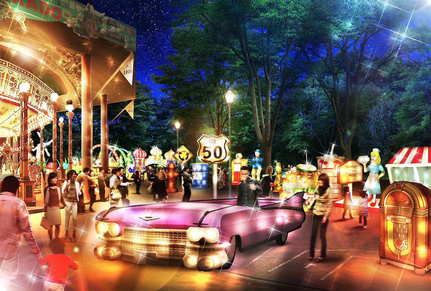 としまえんにフォトジェニックなイルミ輝く 童話の世界を表現した新エリアも登場