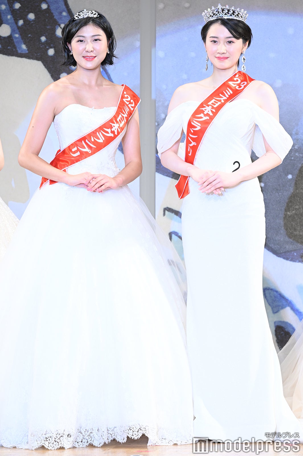 「ミス日本2022」グランプリの河野瑞夏さん、「ミス日本2023」グランプリの吉岡恵麻さん （C）モデルプレス