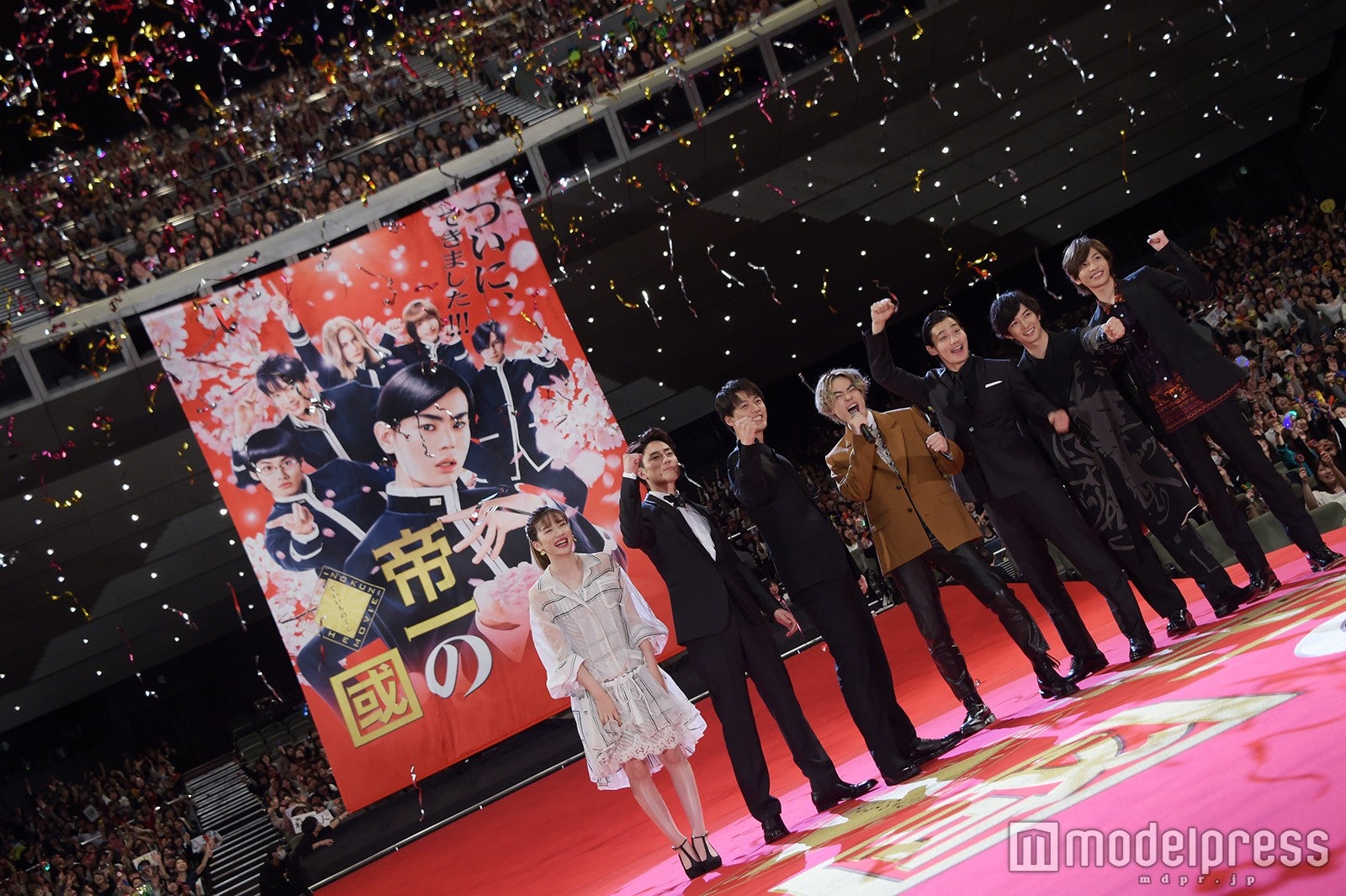 映画『帝一の國』（左から）永野芽郁、間宮祥太朗、竹内涼真、菅田将暉、野村周平、千葉雄大、志尊淳（C）モデルプレス