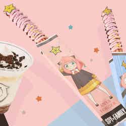 (中央)ベリーエレガント!! アーニャのステラ・チュリトス ~ストロベリー&ラズベリー味~(右)ノットエレガント… アーニャのトニト・チュリトス ~ストロベリー&ラズベリー味~(左)ボンドのアイスサンデー ~バニラ&チョコ~/画像提供:ユニバーサル・スタジオ・ジャパン