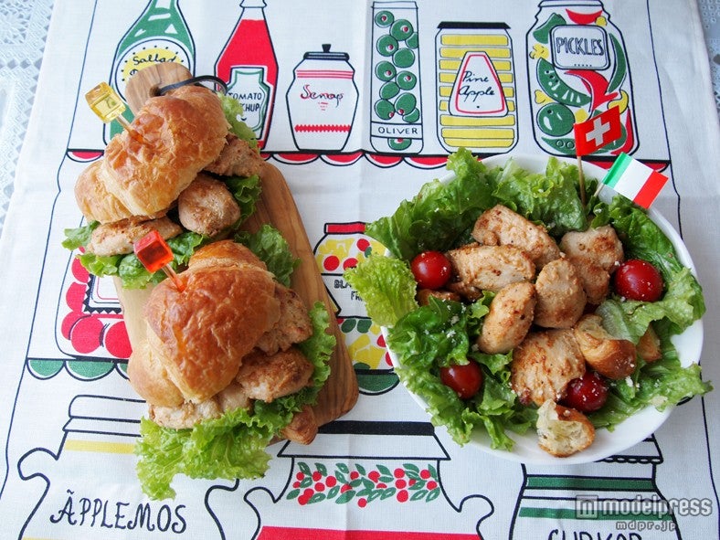 「鶏肉ヨーグルト焼き→チキンサラダ」