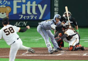 阪神・小幡の死球で藤川監督がベンチを飛び出す 七回に左膝付近を直撃 スタンドの虎党からは強烈な怒号とブーイングが響く