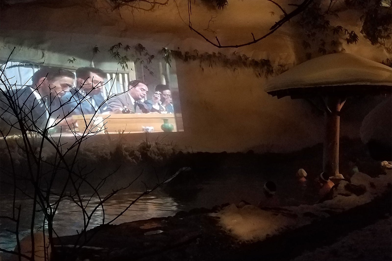 お風呂に浸かりながら見る映画／画像提供：那須温泉旅館協同組合・那須フィルムコミッション