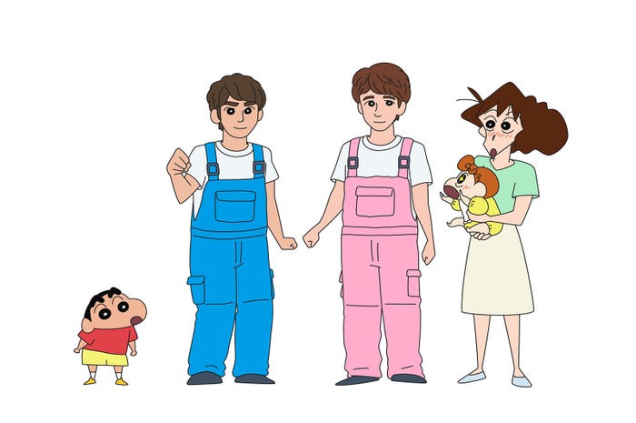 劇中の岩崎大昇&高橋優斗(C)臼井儀人/双葉社・シンエイ・テレビ朝日・ADK