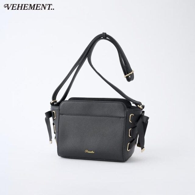 サイドリボンショルダーバッグ 2025しまむら冬高見え黒レディースサイドリボンショルダーバッグ